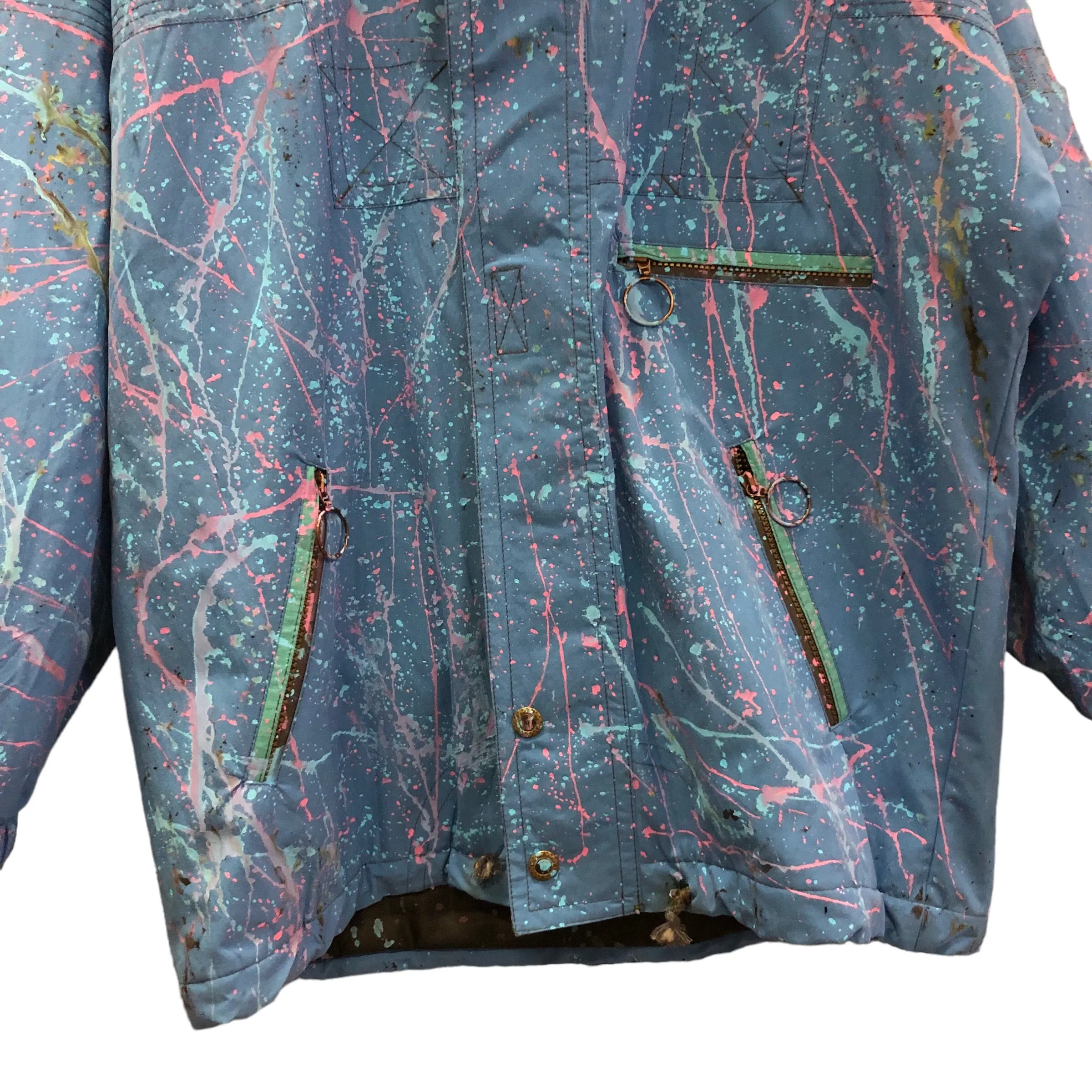 Vintage Hand Splattered Blue Outerwear Jacket