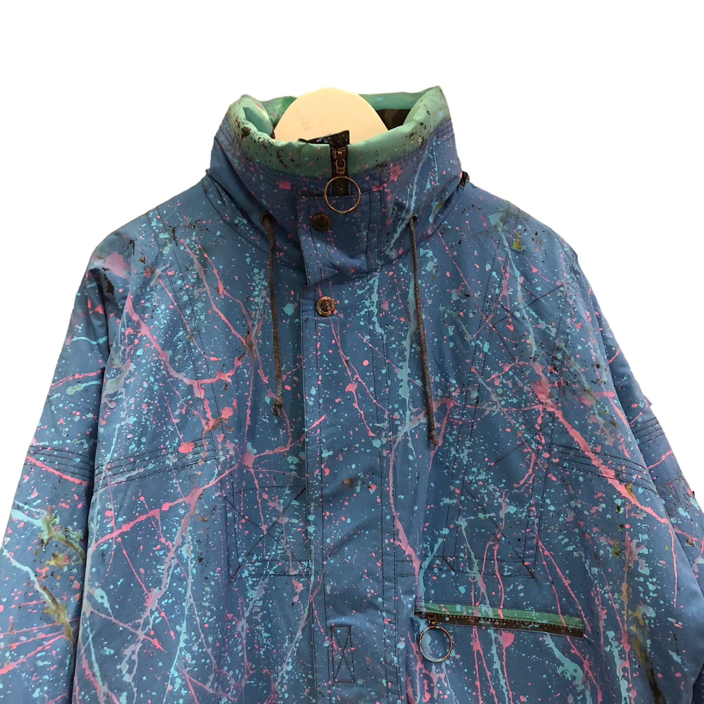 Vintage Hand Splattered Blue Outerwear Jacket