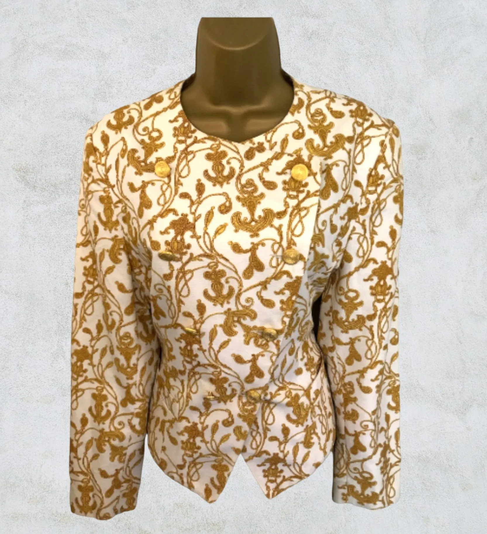 Wolfgang Kaiser Vintage Colette Cream & Gold Cotton Jacket UK 12 US 8 EU 40