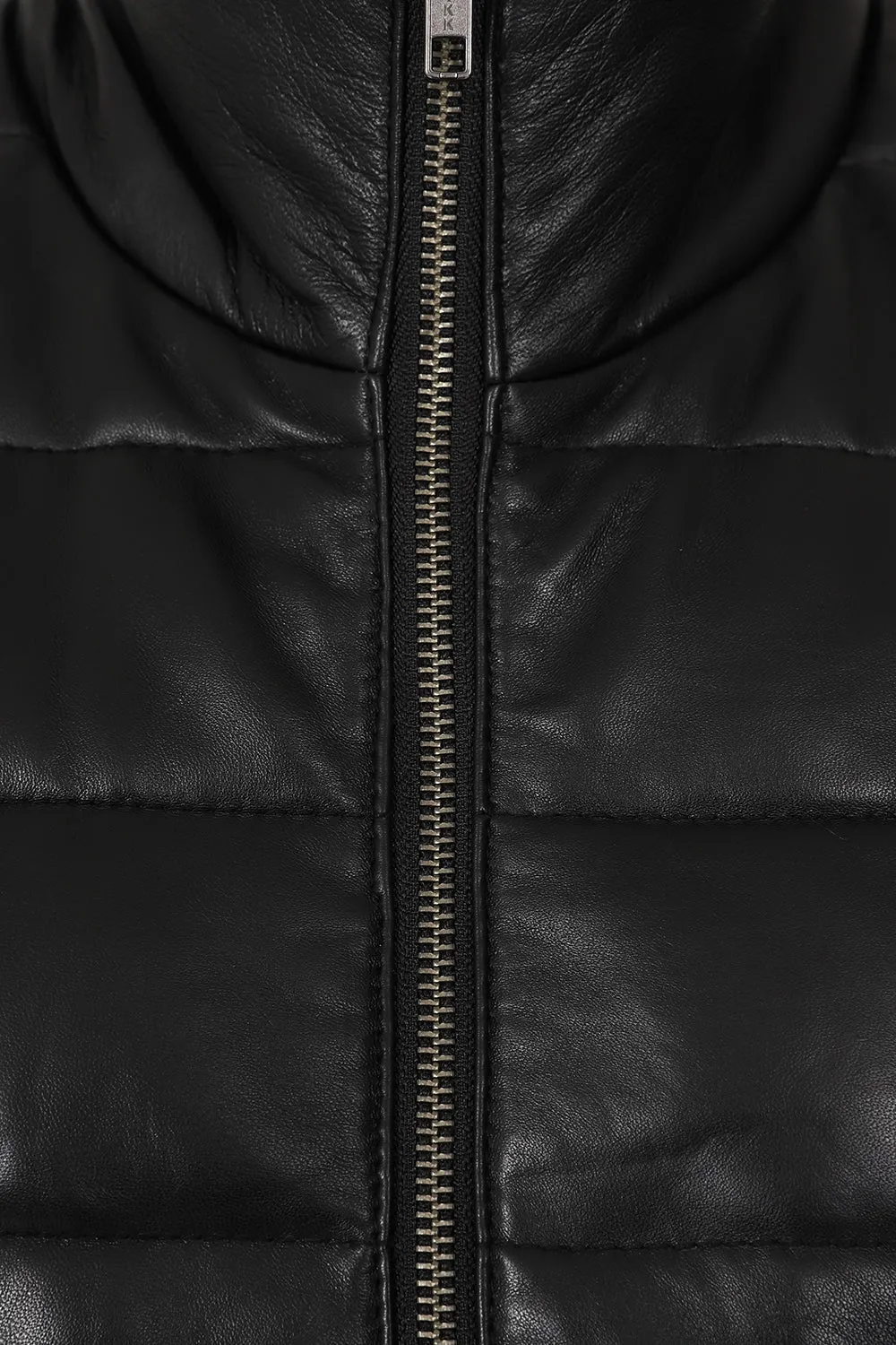 Women's Black Quilted Leather Gilet - SAMANTHA