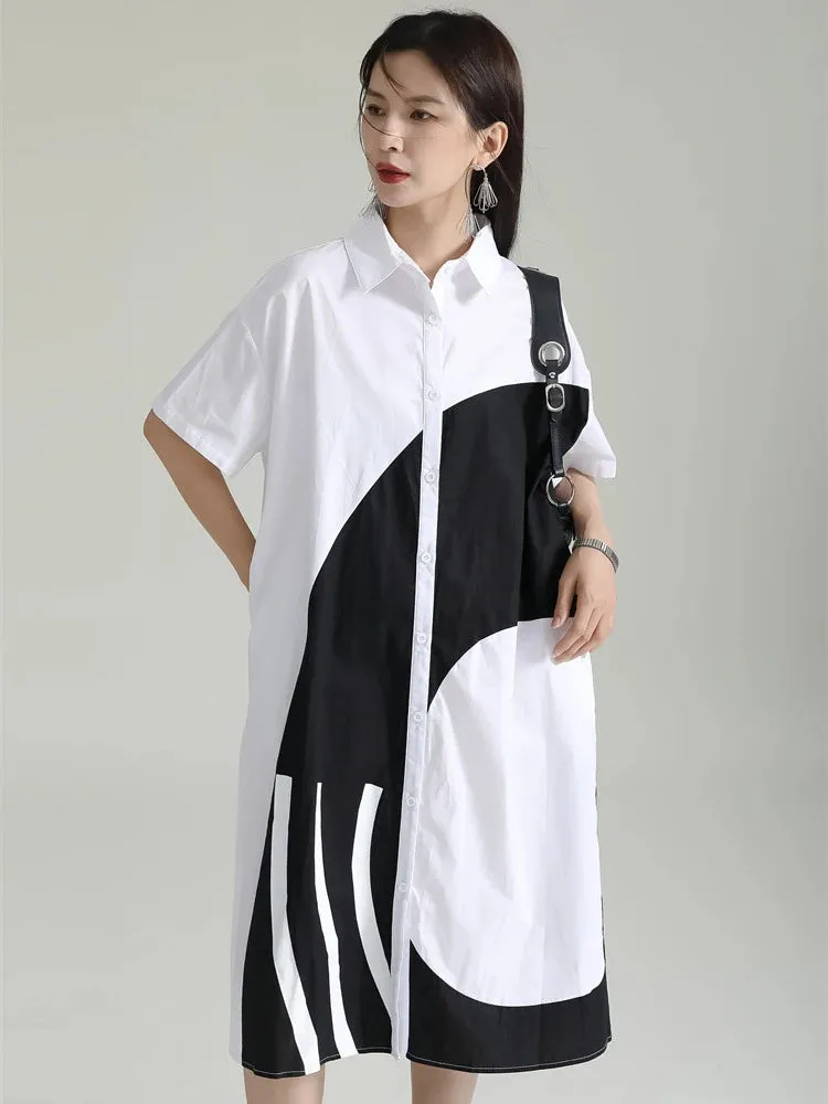 Women's Comfortable Chic White Oversized Blouse Dress