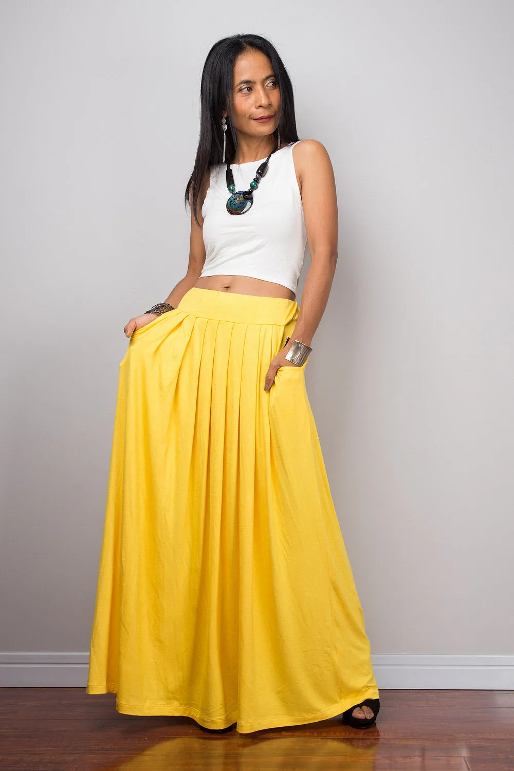 Yellow maxi skirt -  Long bright yellow skirt - Yellow skirt : Urban Chic Collection No.2