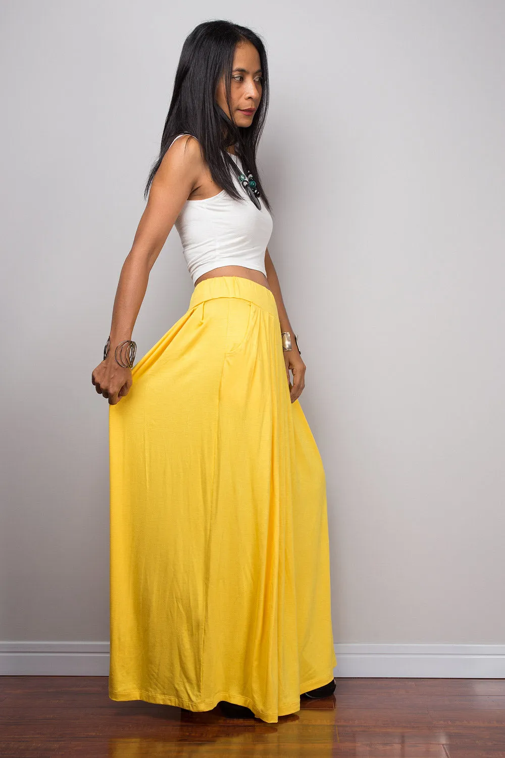 Yellow maxi skirt -  Long bright yellow skirt - Yellow skirt : Urban Chic Collection No.2